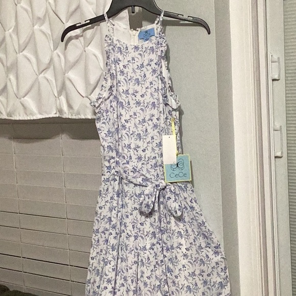 CeCe White Blue Floral Jumpsuit - Picture 2 of 4